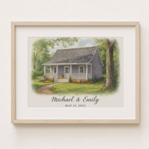 Personalized Watercolor House Portrait For Couples Custom Artwork For Michael Emily Established May 15 2023