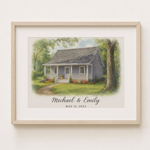 Personalized Watercolor House Portrait For Couples Custom Artwork For Michael Emily Established May 15 2023
