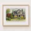 Personalized Watercolor House Portrait For James Heather At 514 Sunset Lane Unique Home Decor Gift