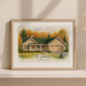 Personalized Watercolor House Portrait For The Johnsons At 710 Maple Lane Beautiful Custom Home Art For Cherished Memories