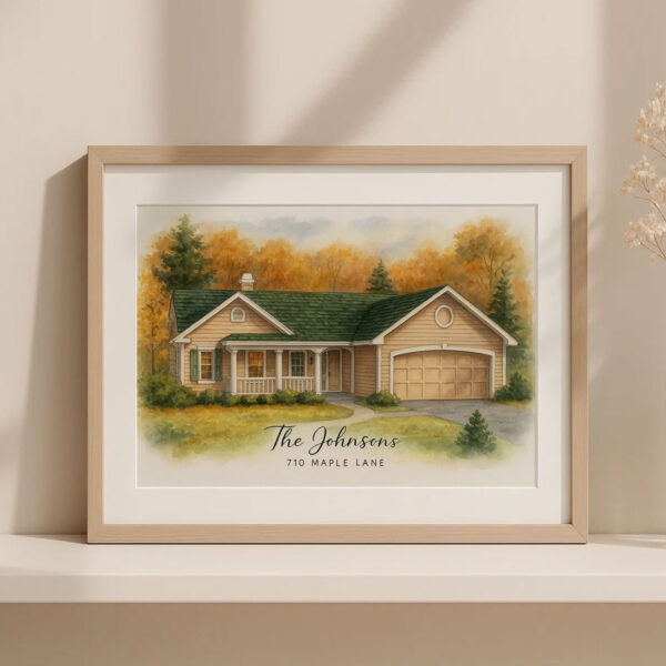 Personalized Watercolor House Portrait For The Johnsons At 710 Maple Lane Beautiful Custom Home Art For Cherished Memories