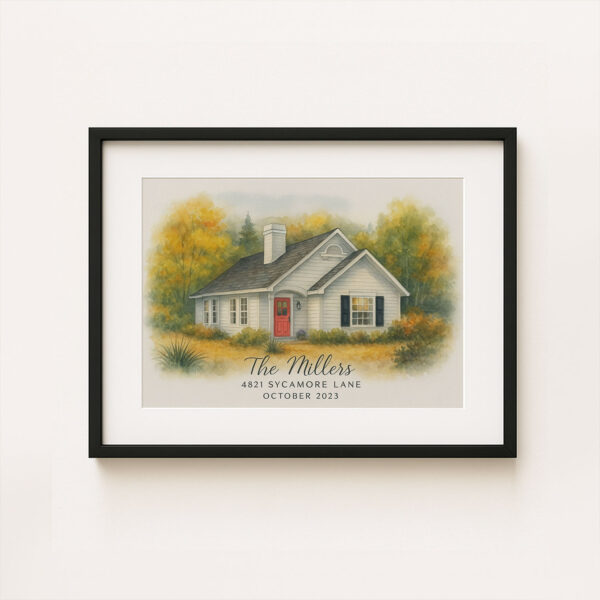Personalized Watercolor House Portrait For The Millers Custom Family Home Art