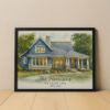 Personalized Watercolor House Portrait Of The Harrisons At 972 Cedar Lane Unique Home Decor Gift For Any Occasion