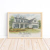 Personalized Watercolor House Portrait The Harrison At 853 Riverwood Lane Custom Home Art Print
