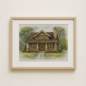 Personalized Watercolor House Portrait The Williams At 52 Forest Lane Lakewood Co Unique Custom Art For Home Decor