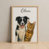 Personalized Watercolor Pet Portrait Adorable Dog And Cat Artwork Featuring Your Fur Friend Oliver