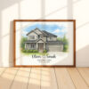 Personalized Watercolor Portrait Of Our First Home Custom Art For Couples Oliver Sarah