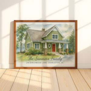 Whimsical Watercolor Family Portrait Of Your Home Personalized Art For Charleston Residents