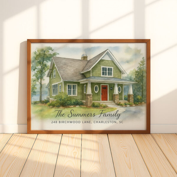 Whimsical Watercolor Family Portrait Of Your Home Personalized Art For Charleston Residents
